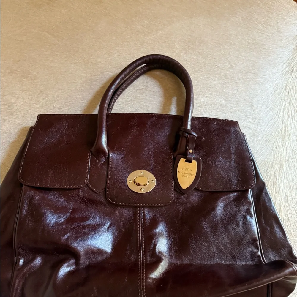 DP purse- Italian chocolate leather gold hardware